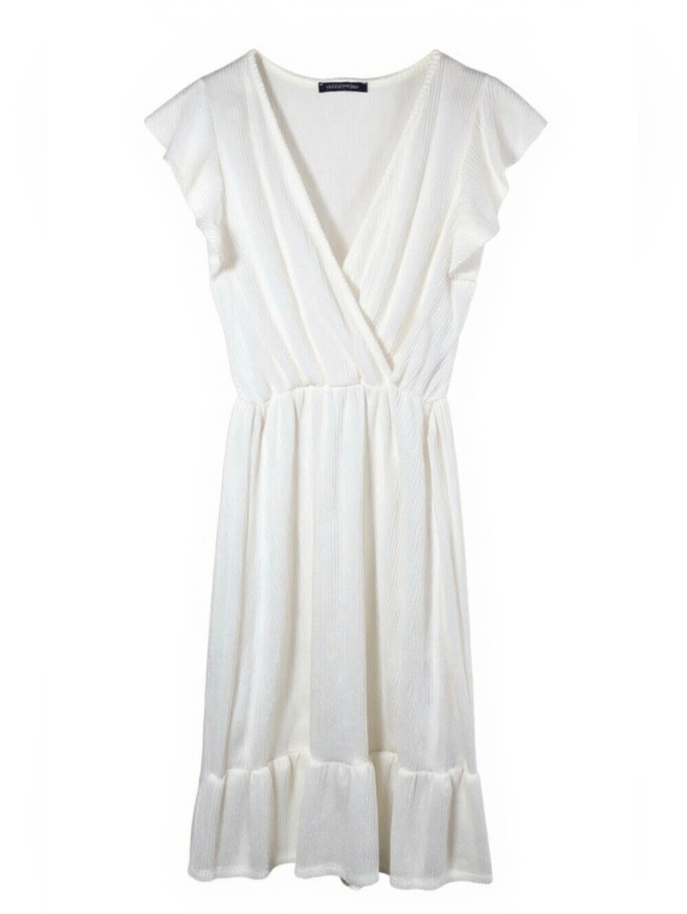 Caution to the Wind White Flutter Sleeve Midi Dress Women’s Size Small - Picture 2 of 4
